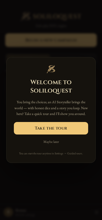 The welcome message on mobile