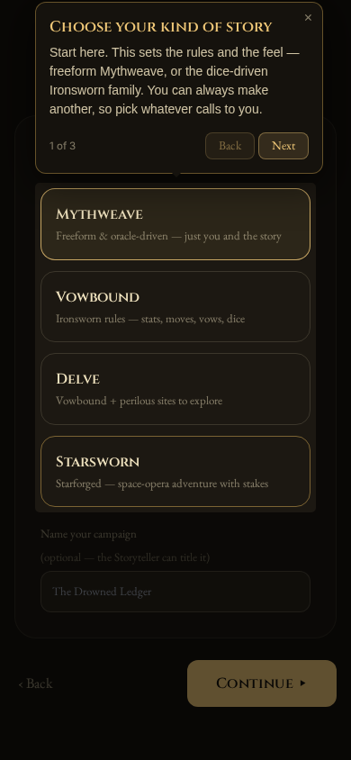 The new-campaign tour on mobile
